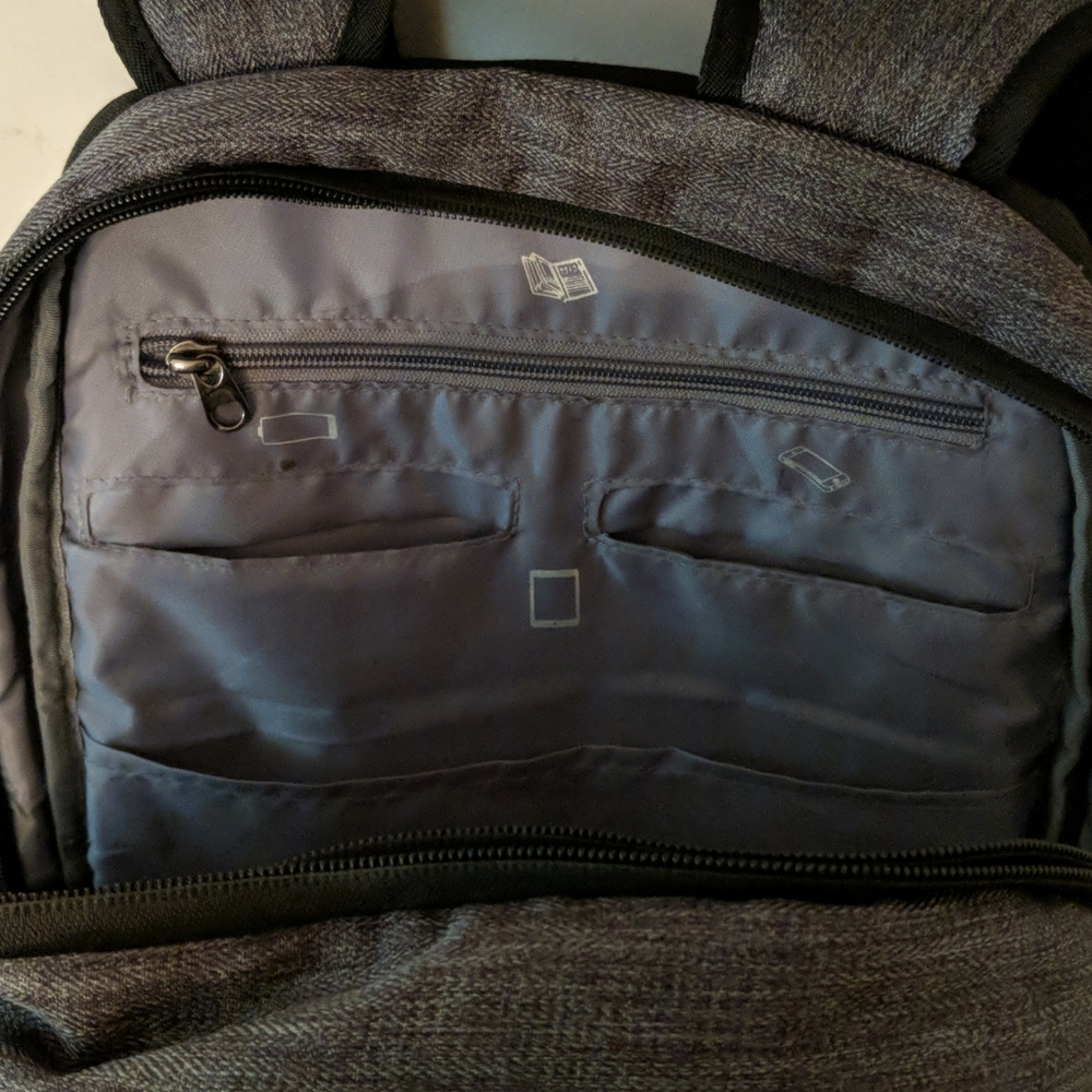 Gray Heather Backpack with charger port - Picture 4 of 12